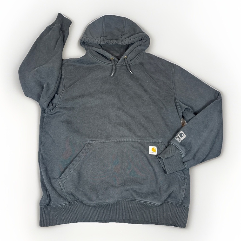Carhartt Men's Hoodie Large Oversized Rain Defender Sweatshirt Jacket Black - Picture 1 of 6